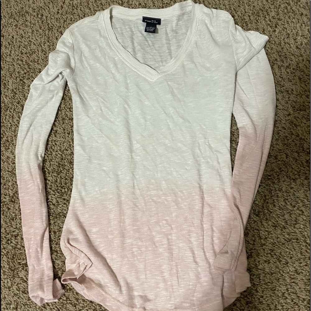 Pink/white ombré long sleeve top